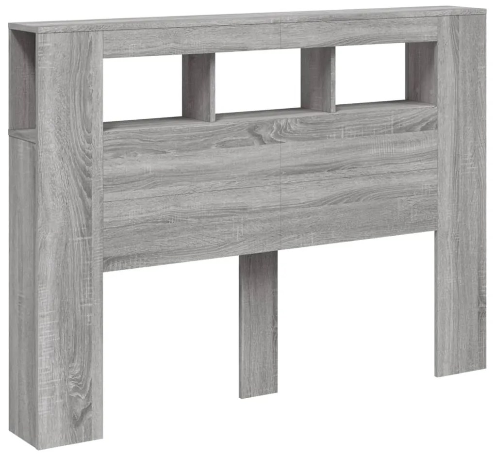 Cabeceira c/ LEDs 140x18,5x103,5 cm sonoma cinzento