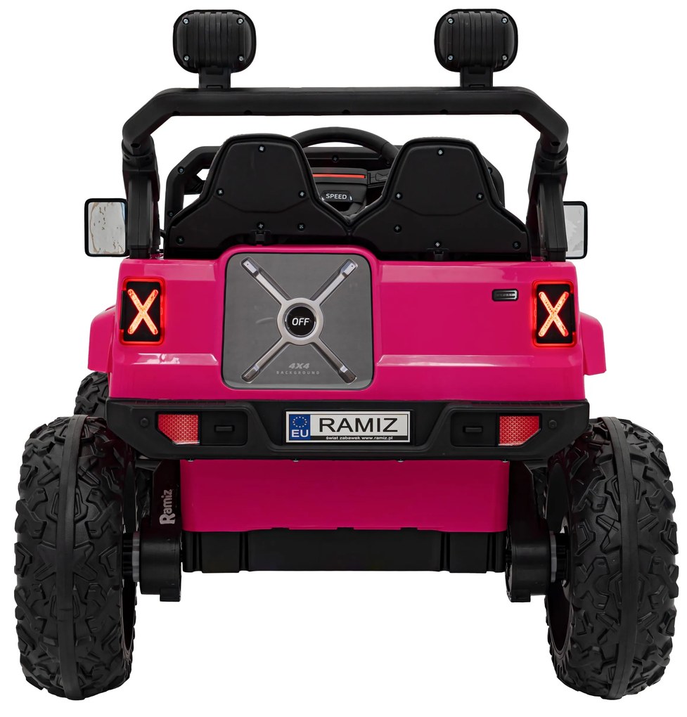 Jipe elétrico para Crianças 12V 4x4 OFF ROAD Speed Rodas de EVA, Assento de couro Rosa