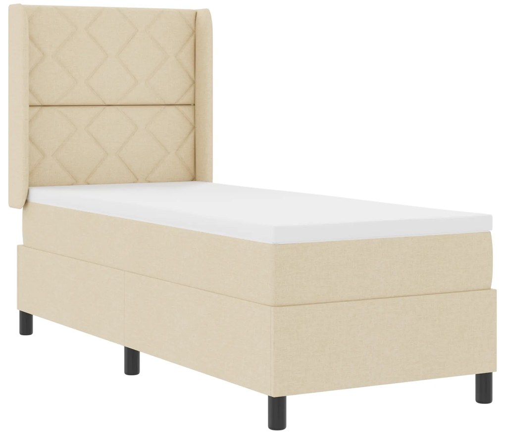 Cama Box Spring com Colchão Creme 80x200 cm Tecido