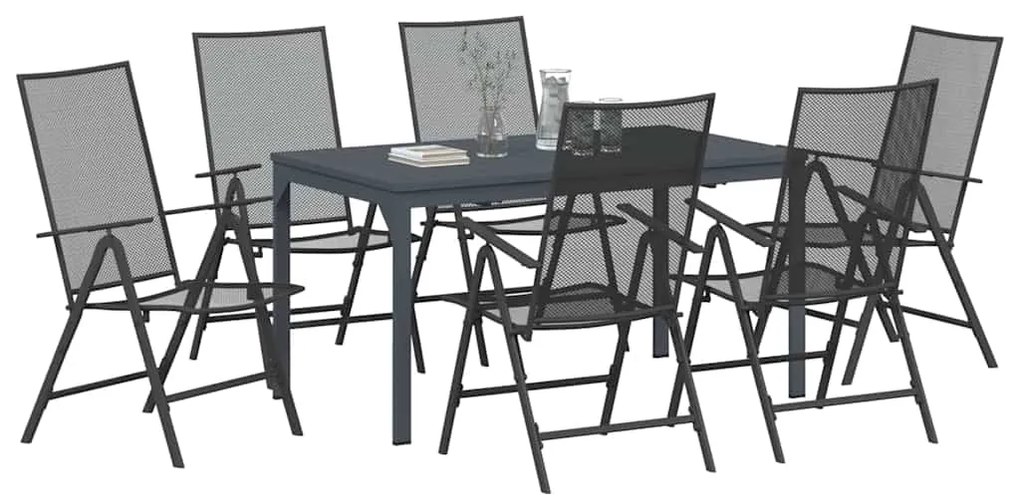 Conjunto de Jantar para Jardim 7 pcs Antracite Tamanho padrão