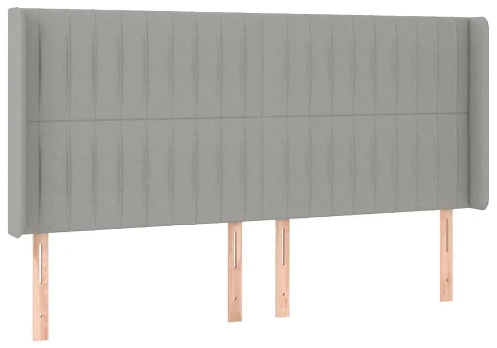 Cama box spring c/ colchão e LED 180x200 cm tecido cinza-claro