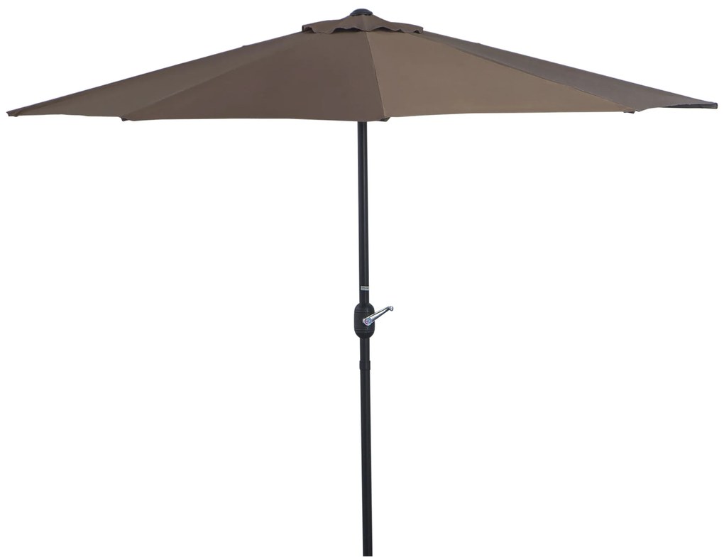 Outsunny Chapéu de Sol Semicircular 269x138x236cm Chapéu de Sol à Manivela para Jardim Terraço Pátio Piscina Café