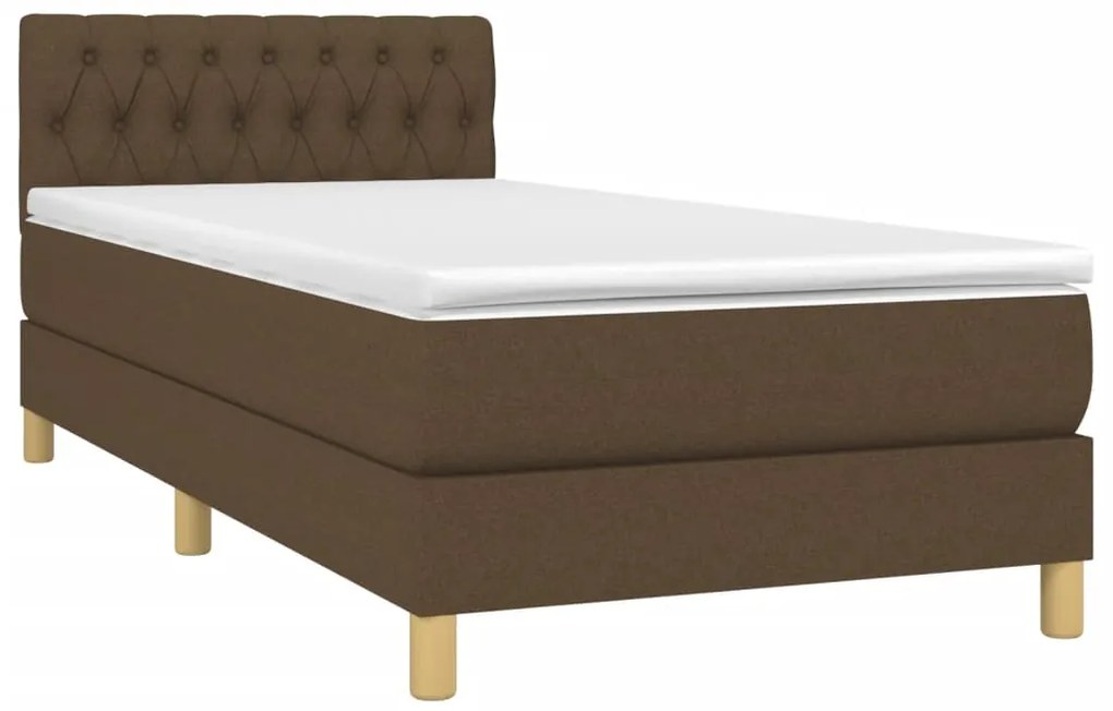 Cama com molas/colchão 90x200 cm tecido castanho-escuro
