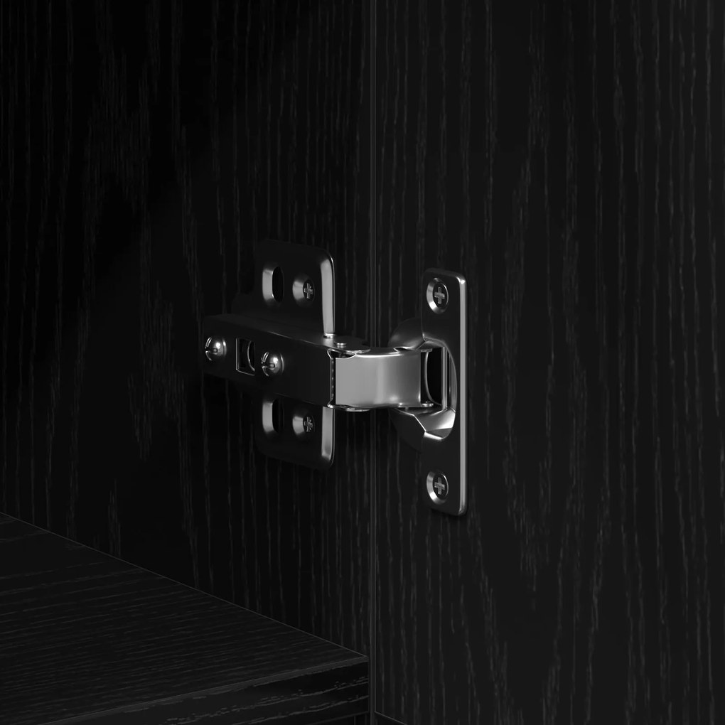 Armário para TV vidaXL Preto Carvalho 150x30x50 cm Madeira engenheirad