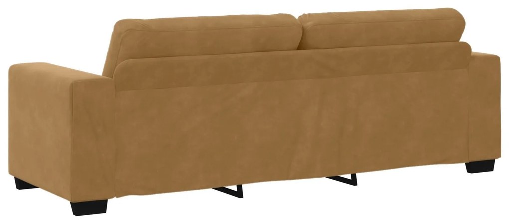 Conjunto de Sofá de 3 Peças com Almofadas em Veludo Castanho