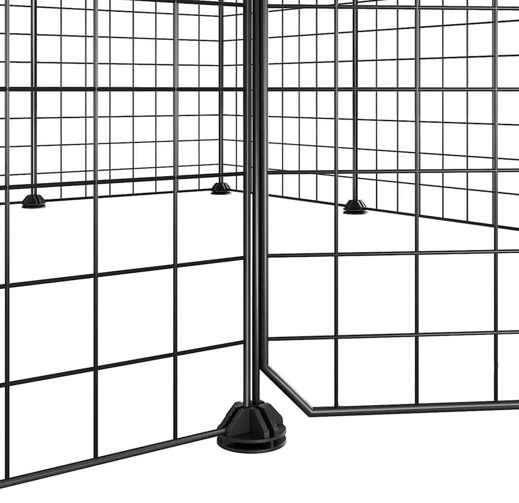 Gaiola p/ animais de 12 painéis c/porta 35x35 cm aço preto