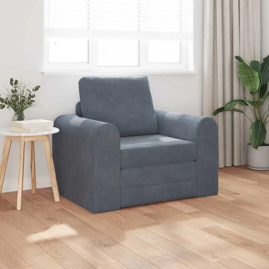vidaXL Sofá-Cama 2-em-1 Cinza Escuro 98x71x83 cm Veludo