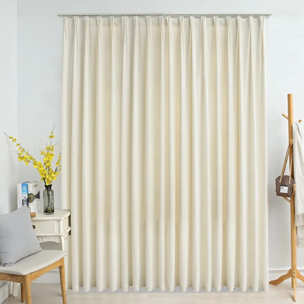 134519 vidaXL Cortina blackout com ganchos 290x245 cm veludo creme