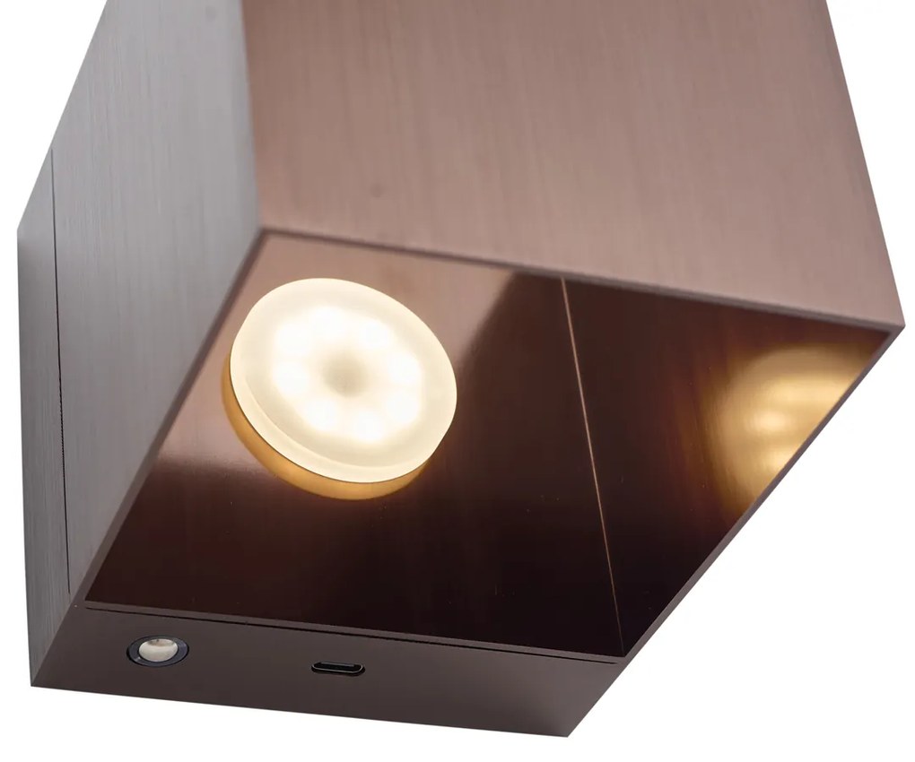 Candeeiro de Parede Bronze Escuro Incl. LED e Dimmer de Toque Recarregável - Joris Moderno