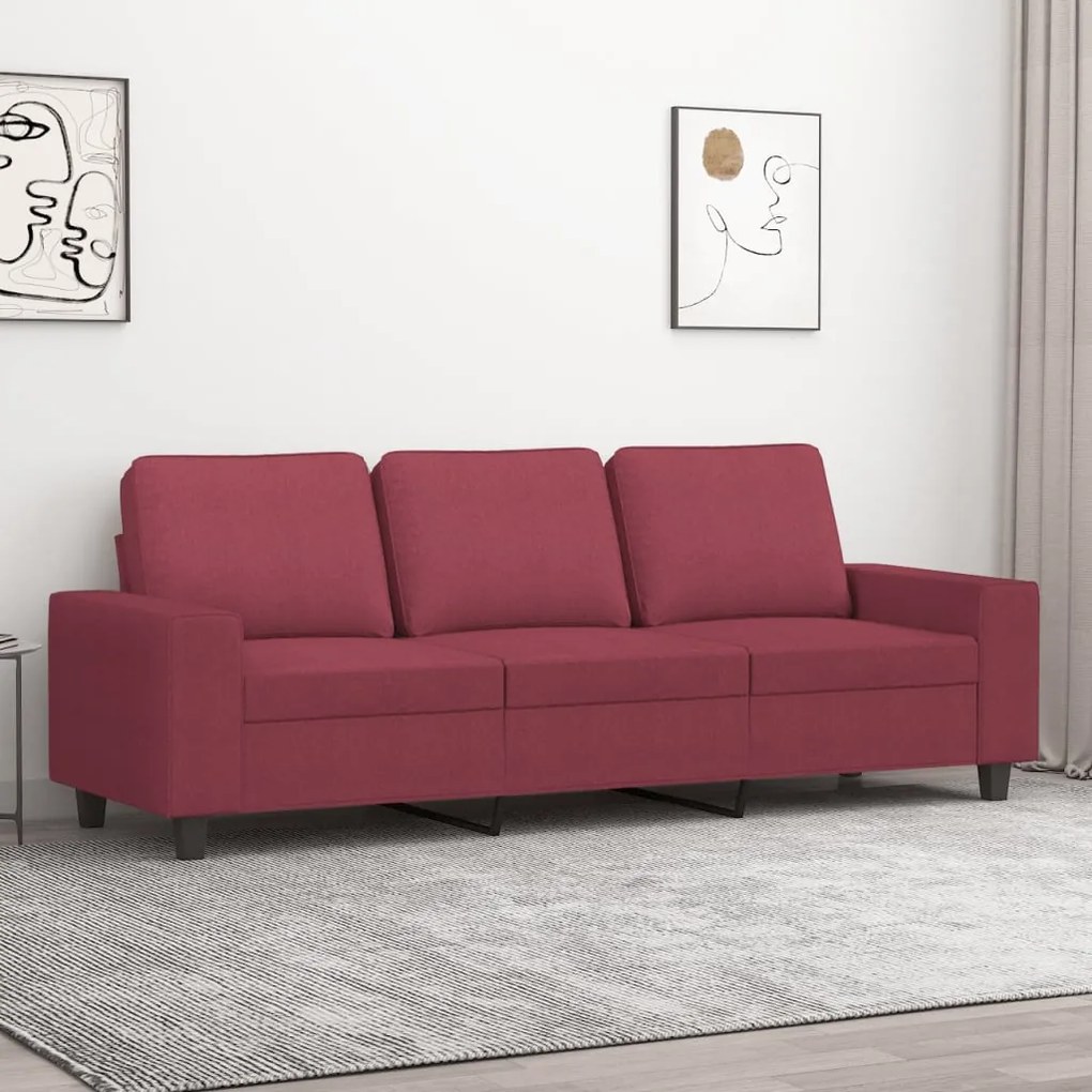 Sofá de 3 lugares tecido 180 cm vermelho tinto