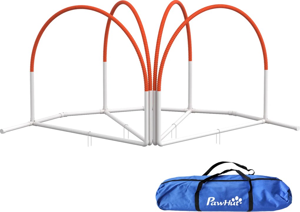 Conjunto de 4 peças de equipamento de agilidade, arcos de treino para cães, obstáculo com saco de transporte