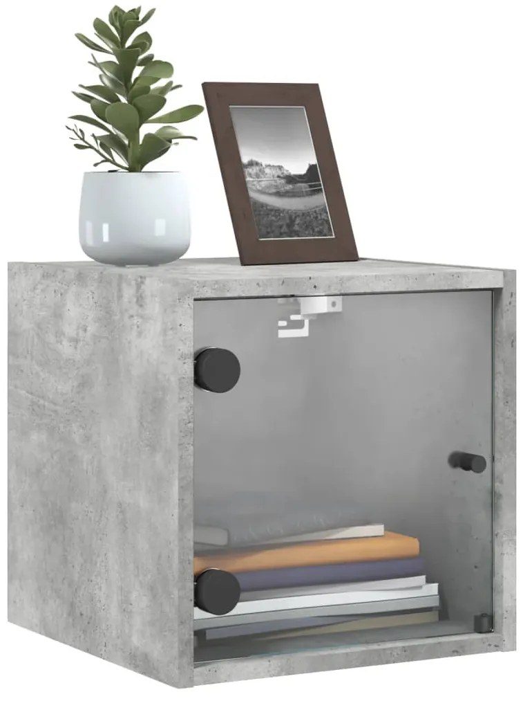 Mesa cabeceira c/ porta vidro 2 pcs 35x37x35cm cinzento cimento