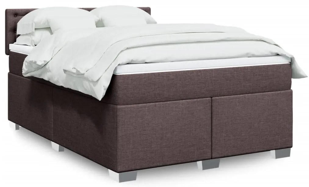 vidaXL Cama com molas/colchão 140x200 cm tecido castanho-escuro