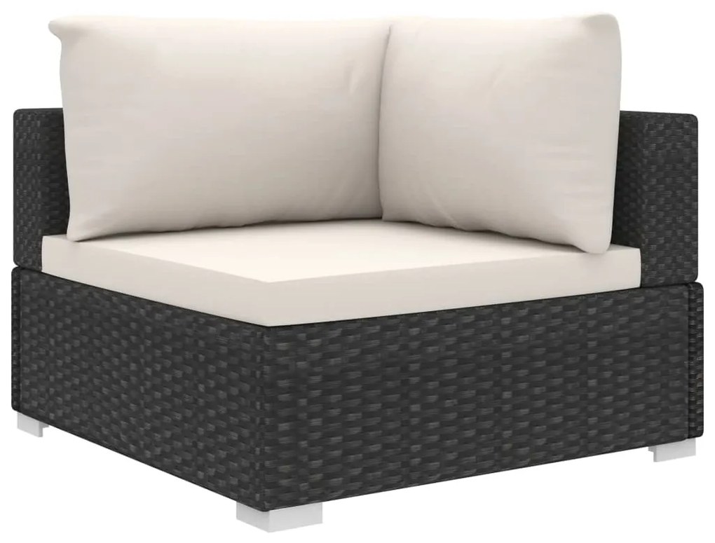 10 pcs conjunto lounge de jardim c/ almofadões vime PE preto