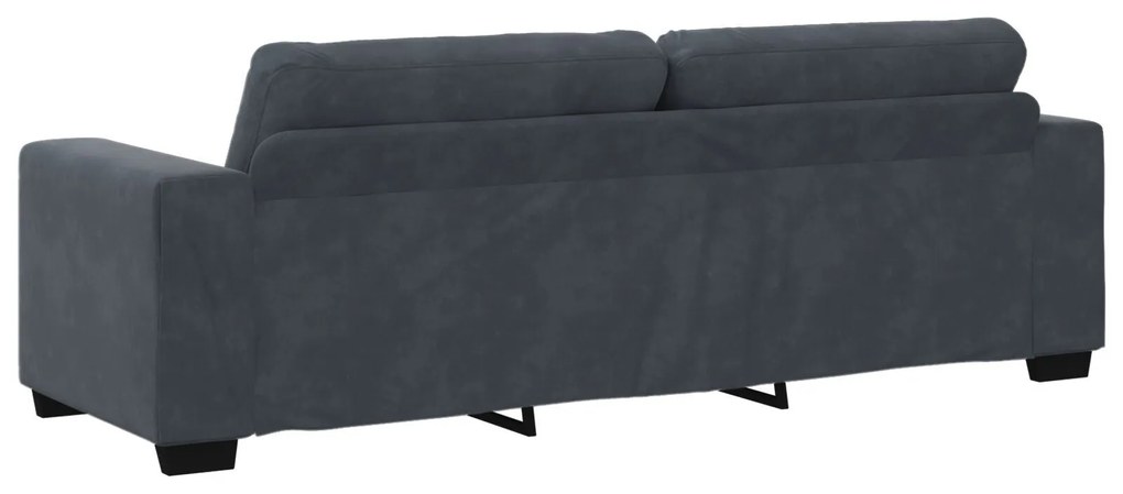 Conjunto de Sofá 3 Peças com Almofadas de Veludo Cinza Escuro