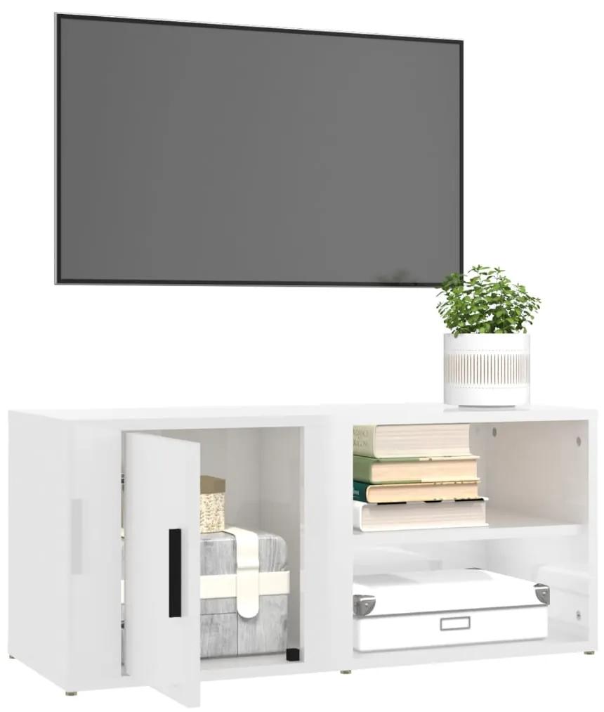 Móveis TV 2pcs 80x31,5x36 cm derivados madeira branco brilhante