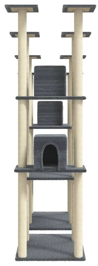 Árvore p/ gatos c/ postes arranhadores sisal 174cm cinza-escuro