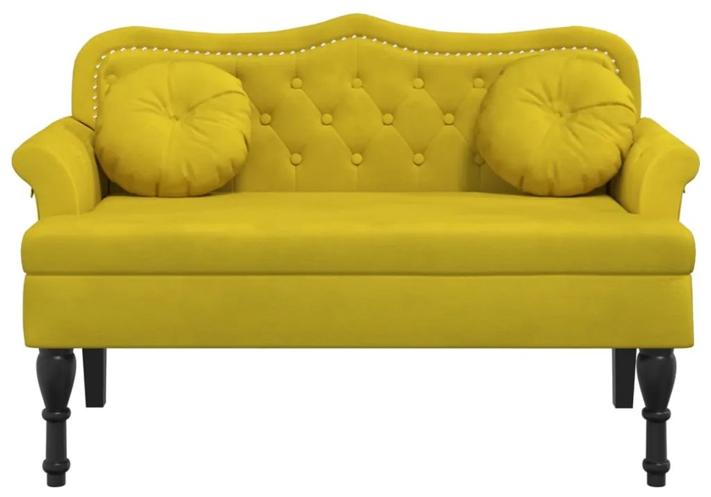 Banco com almofadões 120,5x65x75 cm veludo amarelo