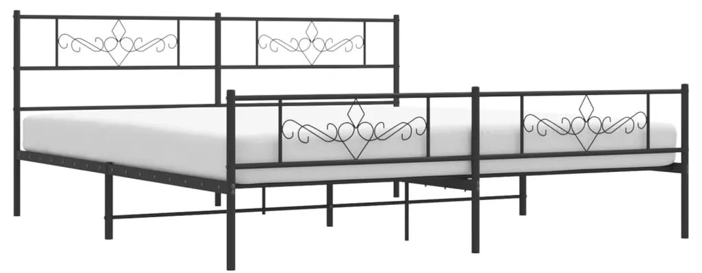 Estrutura de cama com cabeceira e pés 193x203 cm metal preto