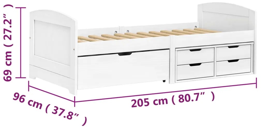 Sofá-cama com 5 gavetas 90x200 cm madeira de pinho maciça IRUN