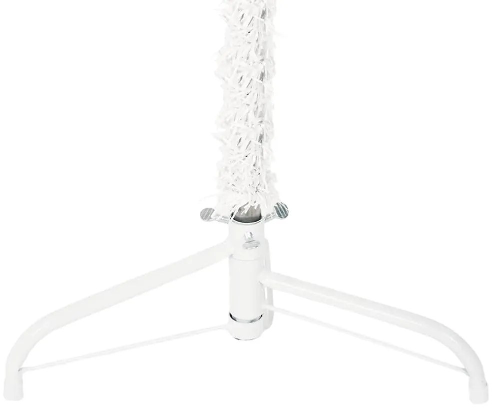 Meia árvore de Natal fina com suporte 120 cm branco