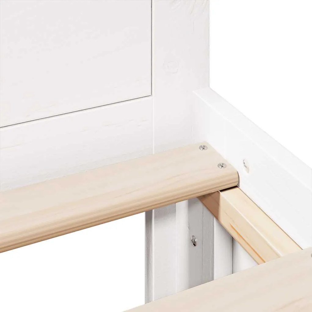 Cama sem colchão com cabeceira 135x190 cm pinho maciço branco