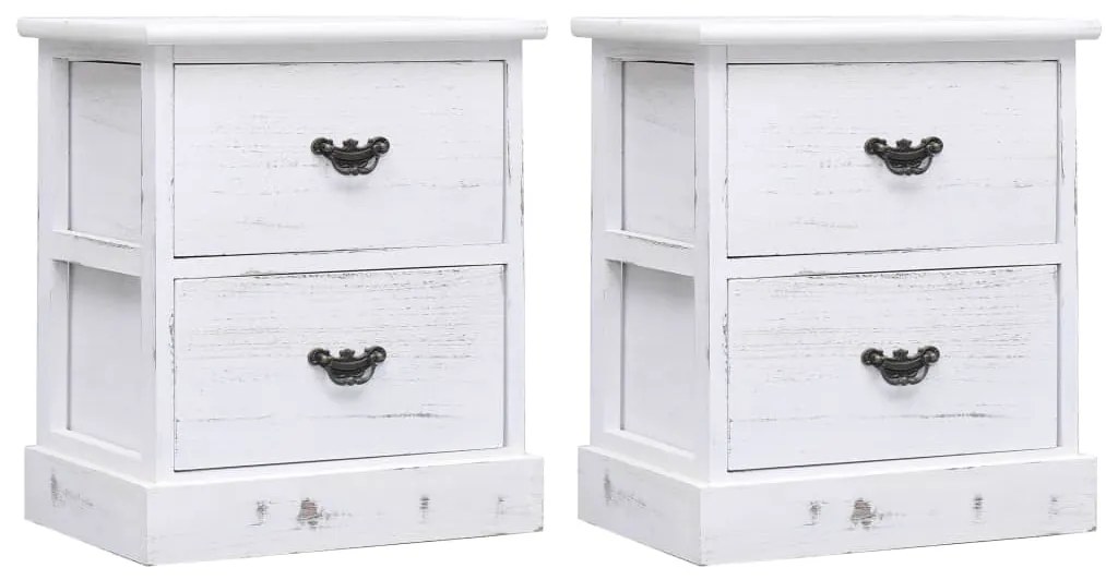 vidaXL Mesas de cabeceira 38x28x45 cm 2pcs madeira de paulownia branco