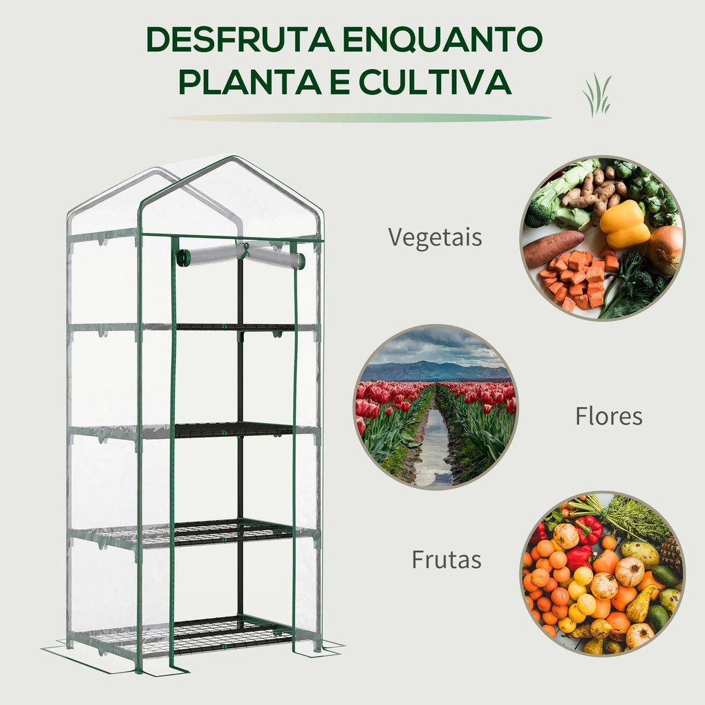 Estufa de Jardim com 4 Prateleiras e Cobertura de PVC Estufa de Aço pa
