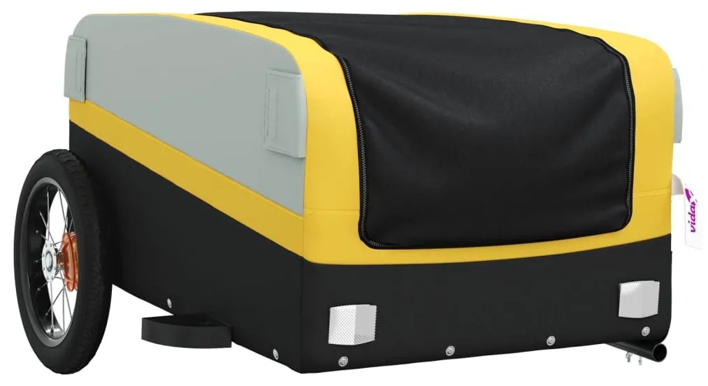 Reboque para bicicleta 30 kg ferro preto e amarelo