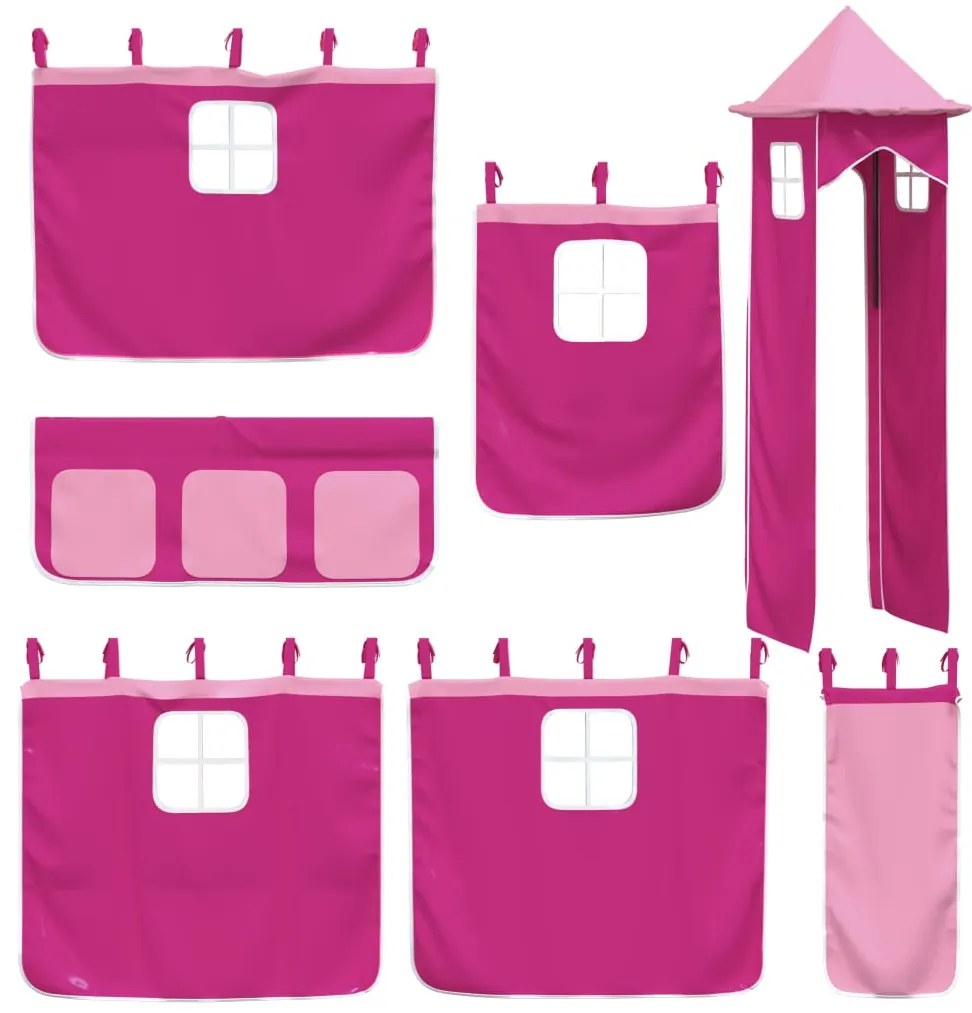 Beliche com escorrega e cortinas 90x190 cm rosa