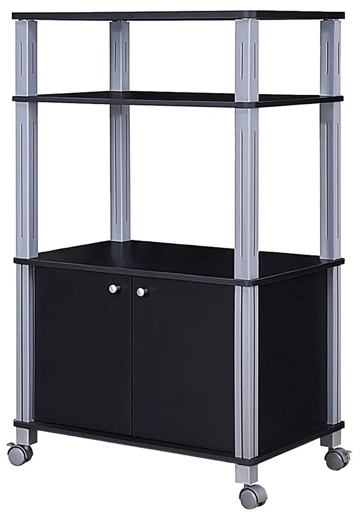 Carrinho Cozinha Para Microondas Prateleira Forno Armazenamento Organizador 60 x 40 x 98 cm Preto