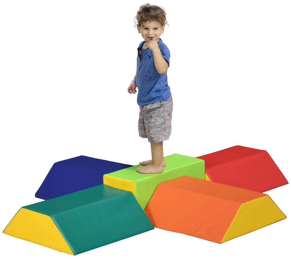 HOMCOM Conjunto de 5 Blocos para Crianças de 18-36 Meses Brinquedo de Construção para Aprendizagem Infantil 48x48x48cm Multicor