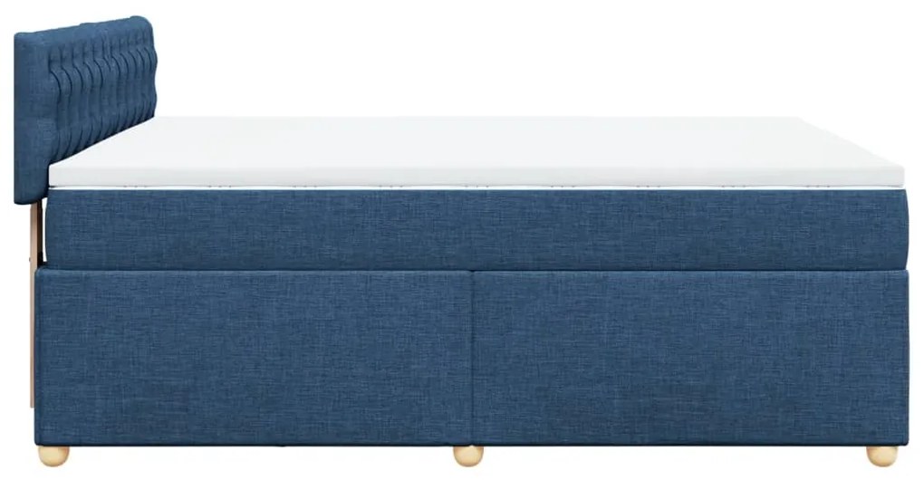 Cama com molas/colchão 160x200 cm tecido azul