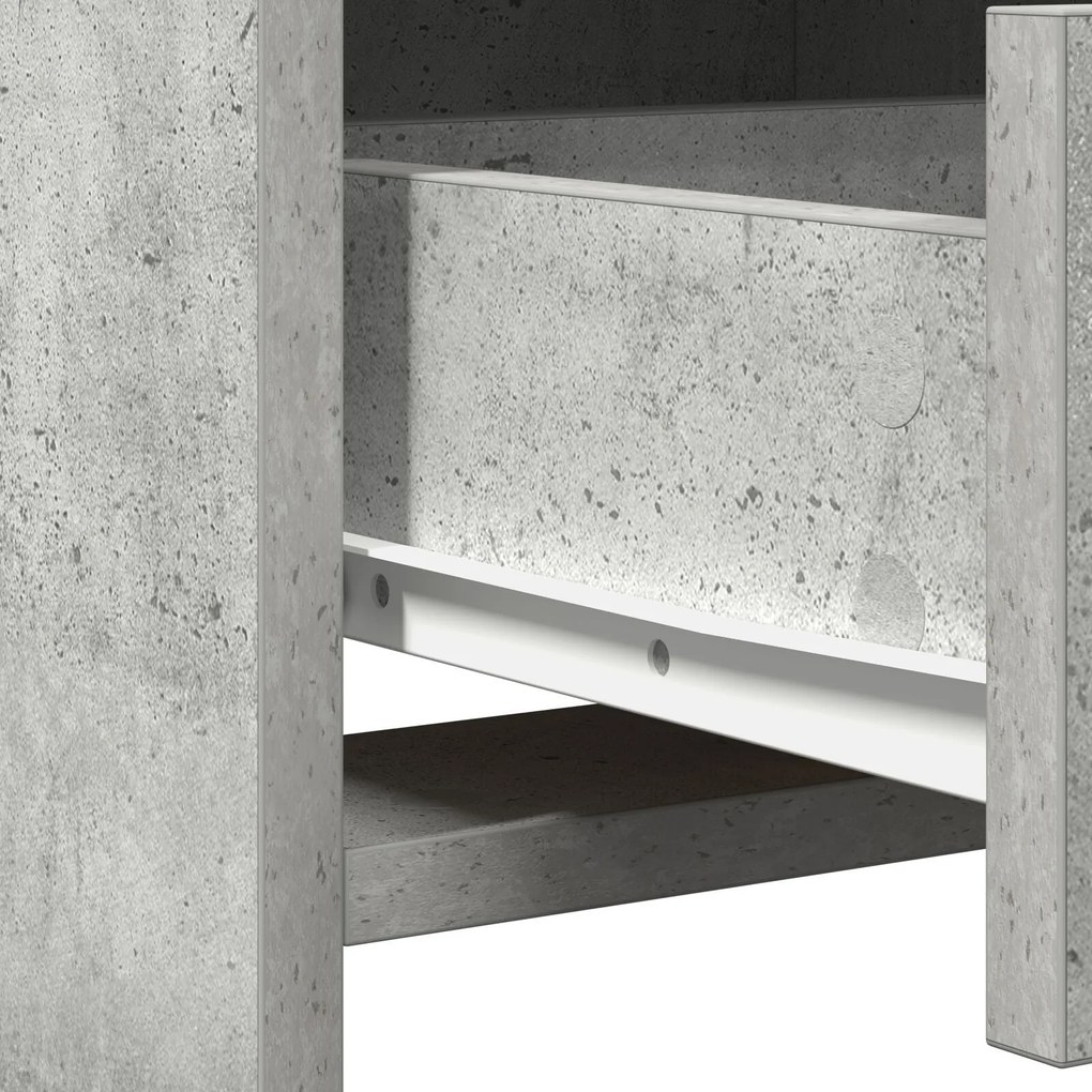 Conjunto de Mesa de Maquilhagem 2 Peças com LED Cinza Concreto Madeira
