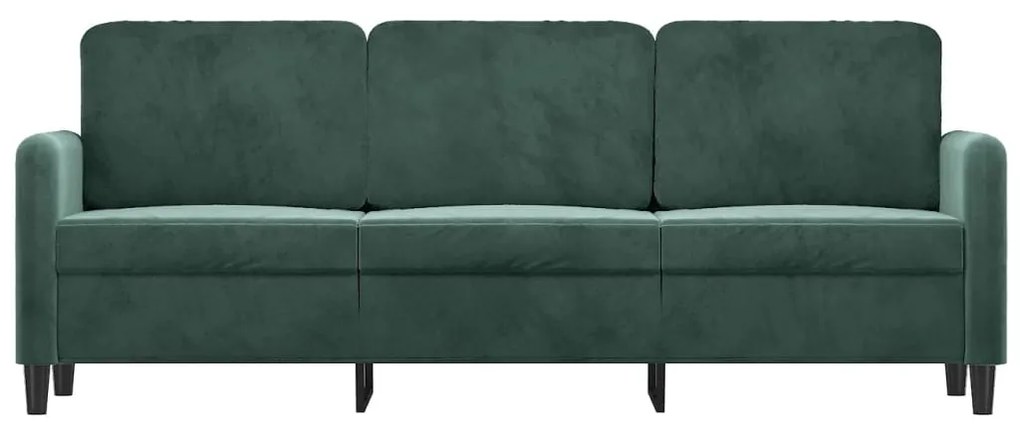 Sofá de 3 lugares 180 cm veludo verde-escuro