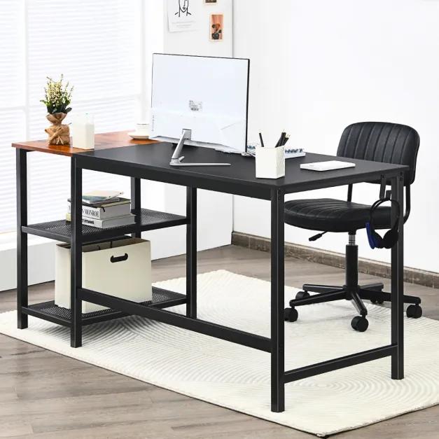 Mesa secretária grande para computador mesa de trabalho estilo industrial com almofadas removíveis 150 x 60 x 74 cm preta