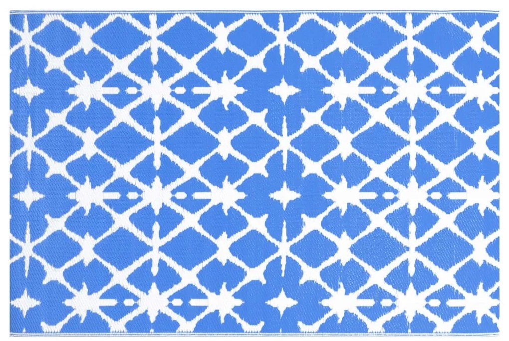 Tapete de exterior 190x290 cm ARAKIL PP azul e branco