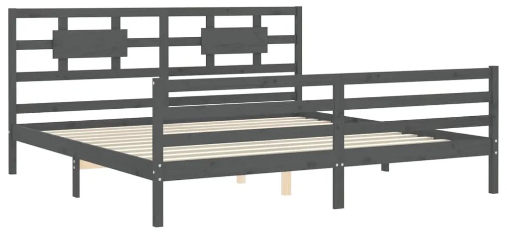 Estrutura de cama com cabeceira 200x200 cm madeira maciça cinza