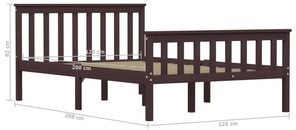 Estrutura de cama 120x200 cm pinho maciço castanho-escuro
