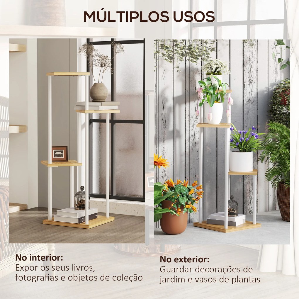 Suporte para Plantas de 4 Níveis Suporte para Vasos de Flores de Madei