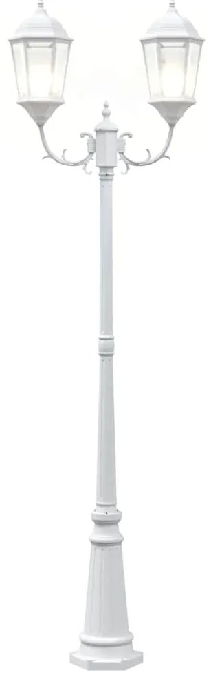 Poste de Luz de Jardim com 2 Lâmpadas E27 Branco 235 cm Alumínio