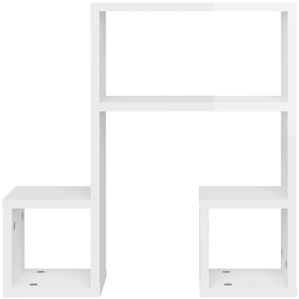 Estantes de parede 2 pcs derivados de madeira branco brilhante