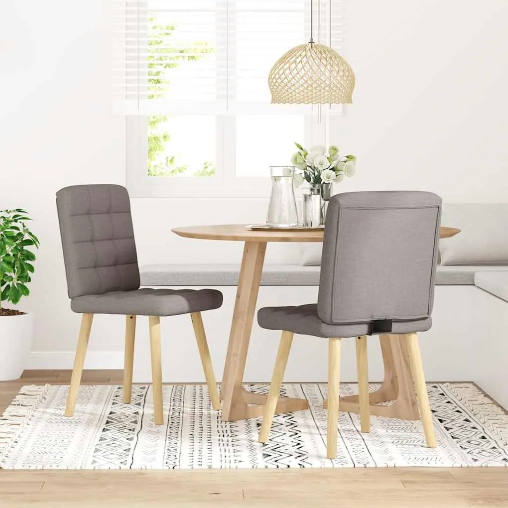 Cadeiras de jantar 2 pcs tecido cinzento-acastanhado