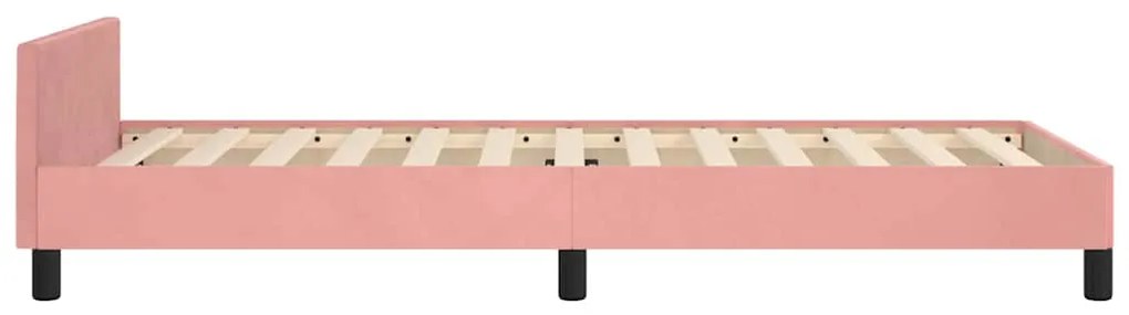 Estrutura cama c/ cabeceira sem colchão 90x200 cm veludo rosa