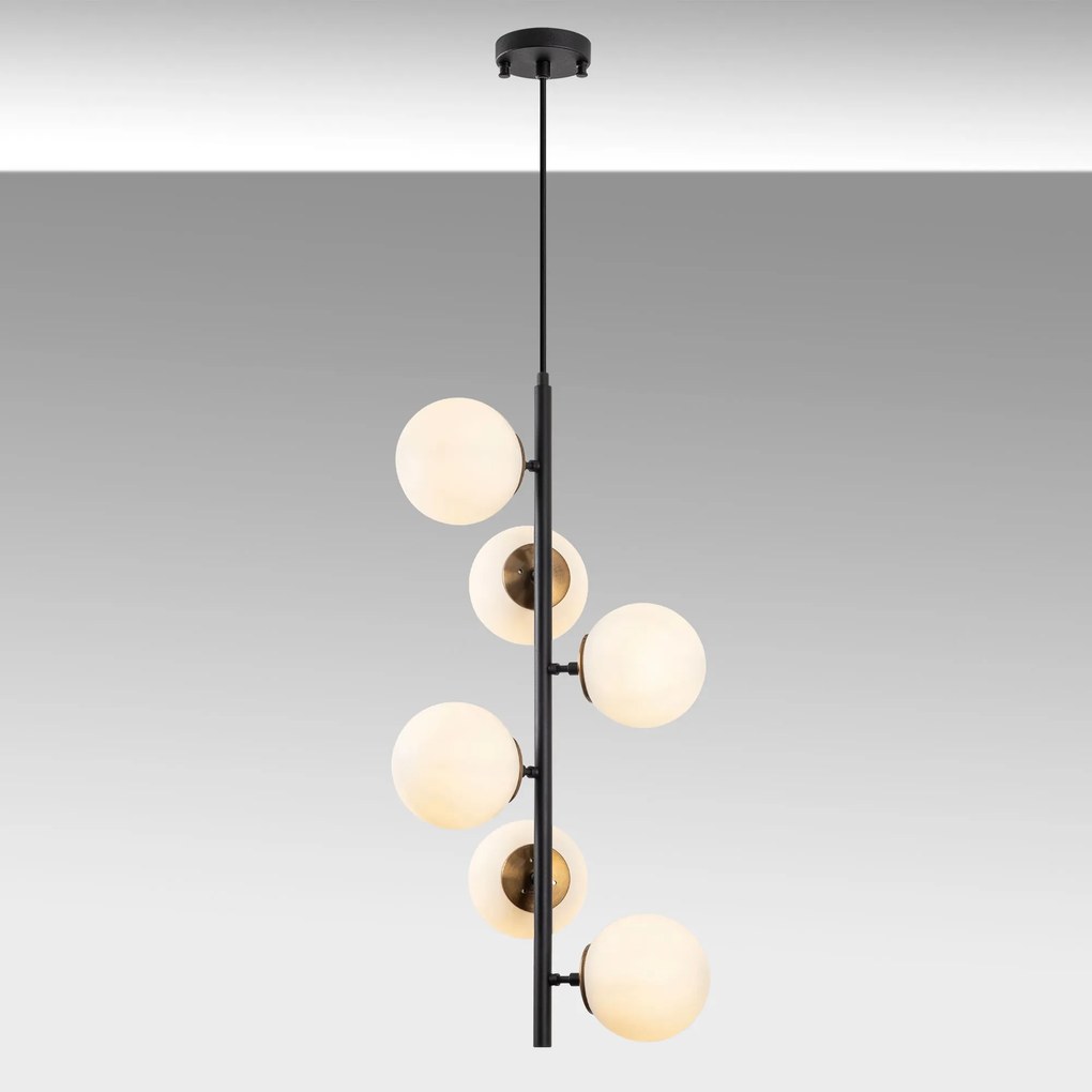 Candeeiro Chandelier Fazli – Preto Antique Cream – 40 x 40 x 86-176 cm