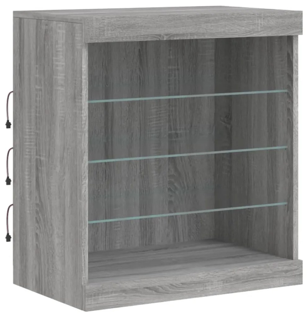Aparador com luzes LED 181,5x37x67 cm cinzento sonoma