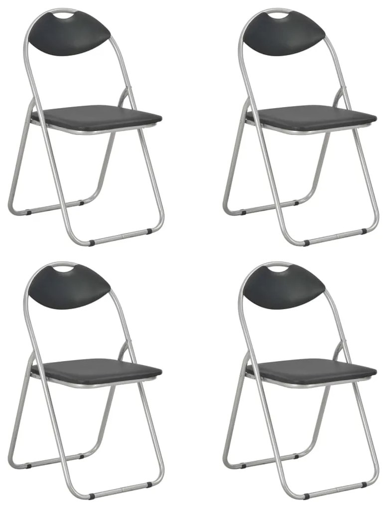 vidaXL Cadeiras de jantar dobráveis 4 pcs couro artificial preto