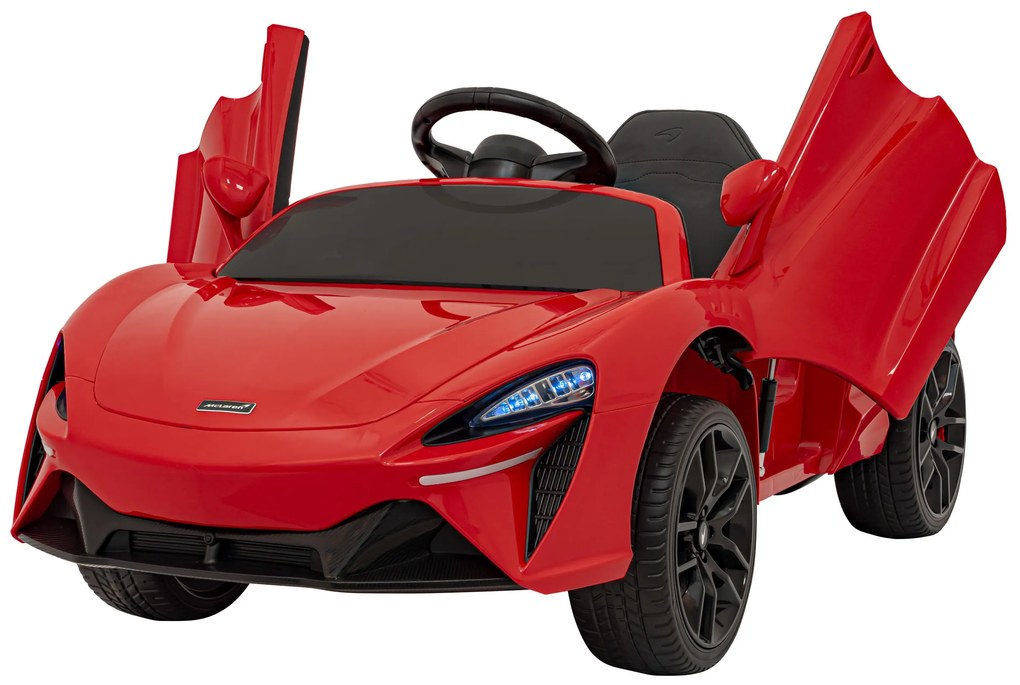 Carro elétrico para Crianças 12V 4x4 Mclaren Artura Rodas de EVA, Assento de couro Vermelho