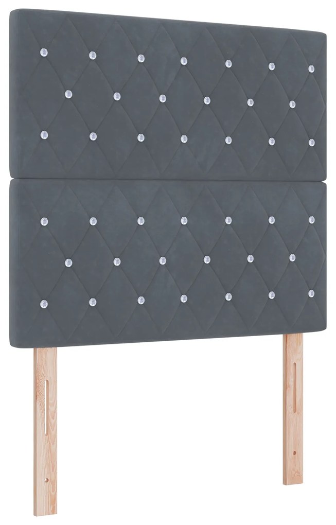 Cama Box Spring com Colchão Cinza Escuro 90x200 cm em Veludo