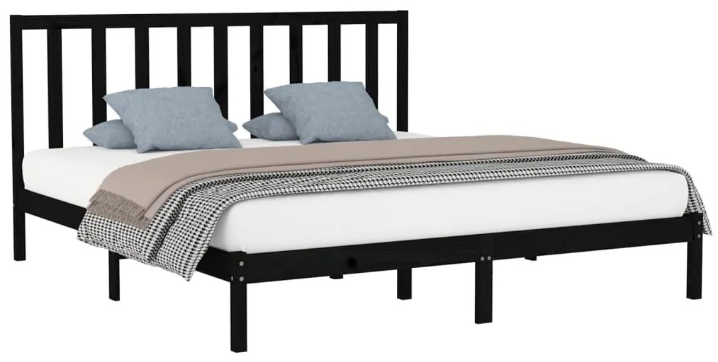 Estrutura de cama super king 180x200 cm madeira maciça preto